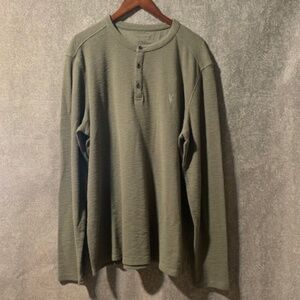 All Saints Olive Green Henley Shirt